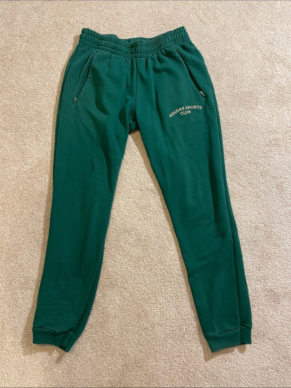 adidas Dark Green Jogger Sweatpants with Zip Pockets sz S.